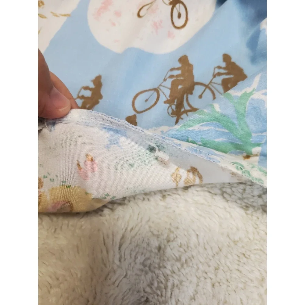 Vintage 1982 80s Light Blue ET the Extra Terrestrial Fabric Twin Fitted Sheet
